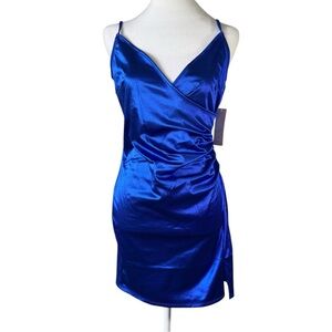 Inspired hearts Satin Blue Slip Dress large